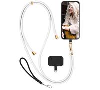moex Unleash Cordon de téléphone portable pour Samsung Galaxy Z Fold 5 sans coque de téléphone portable avec mousqueton - Cordon amovible - Avec coussinet pour téléphone portable - Blanc doré
