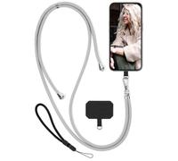 moex Unleash pour Apple iPhone 14 - Chaîne de téléphone portable avec mousqueton - Cordon tour de cou amovible rapidement - Collier pour smartphone avec pad pour étui, chaîne à accrocher en gris clair
