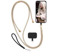 moex Unleash pour téléphone portable Doro 8200 - Sans coque - Chaîne de téléphone portable avec mousqueton - Cordon amovible - Avec coussinet pour coque de téléphone portable - Beige doré