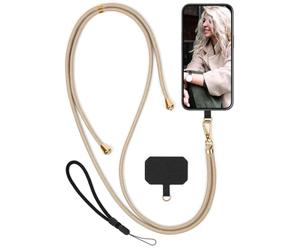 moex Unleash pour téléphone portable Doro Aurora A10 - Sans coque - Chaîne de téléphone portable universelle avec mousqueton - Bande amovible - Chaîne avec coussinet pour coque de téléphone portable