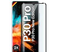 moex Verre de protection d'écran complet compatible avec Huawei P30 Pro/P30 Pro New Ed - Film de protection d'écran sans bordure, écran complet, film de protection incurvé 3D, transparent, 2 x noir