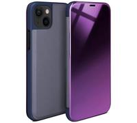 moex Void Case Étui de protection pour Apple iPhone 13 mini, aspect brillant, Clear View Cover miroir, à rabat à 360 °, avec miroir, protection complète, bleu