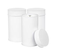 MoFarbe 3PCS Boîtes en métal pour thé avec couvercles hermétiques doubles 454g Boîte ronde en étain avec couvercle scellé double Petit contenant de cuisine pour le stockage de thé en vrac, café, sucre
