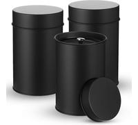 MoFarbe Lot de 3 boîtes à thé en métal avec couvercles hermétiques doubles 473 ml Boîte ronde en métal avec couvercle double étanchéité Petit récipient de cuisine pour le stockage du thé en vrac, café
