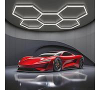 MOFGOE Éclairage Hexagonal à 5 grilles : Haute luminosité 20 160 LM, 6 500 K, éclairage LED de Garage pour l'esthétique Automobile, éclairage Hexagonal à LED en nid