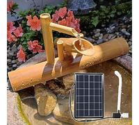 MOFGOE Fontaine à Eau en Bambou d'Extérieur - Kit de Jardin Zen avec Pompe Solaire et Filtre, 35"/90cm