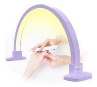 MOFGOE Lampe Demi-Lune Violette pour Bureau à Ongles avec Support de téléphone, Lampe de Table Demi-Lune de 76,2 cm avec Lampe de Bureau à Ongles à intensité Variable 3 Couleurs, Lampe à Cils