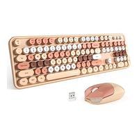 MOFII Ensemble clavier et souris d'ordinateur sans fil, clavier pleine taille avec pavé numérique et souris connectée USB 2 en 1 pour PC, ordinateur portable, ordinateur de bureau, Windows (thé au