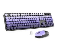 MOFII Ensemble clavier et souris sans fil, clavier rétro 2,4 GHz pour machine à écrire pleine taille, jolie souris sans fil, clé USB Plug and Play, pour ordinateur portable, PC, bureau, Windows
