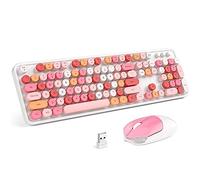 MOFII Ensemble clavier et souris sans fil rétro avec pavé numérique et jolie souris sans fil 2,4 GHz pour ordinateur, PC, ordinateur de bureau, ordinateur portable, WindowsXP/7/8/10 (blanc laiteux