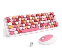 MOFII Ensemble clavier et souris sans fil, style machine à écrire rétro, clavier sans fil avec souris optique pour ordinateur/portable/Windows/Mac (blanc coloré)