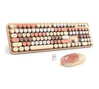 MOFII Ensemble Clavier et Souris Sans Fil, Touches Rondes Colorées Style Machine à Écrire, Pleine Taille 2,4 G, Récepteur USB Plug and Play, Pour Ordinateur