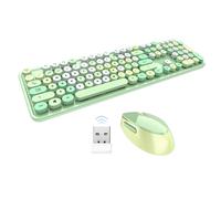 Mofii kabelloses Retro-Punk-Tastatur- und Maus-Set, 2,4 G kabellose Übertragung/104 Tasten/ergonomisches Design/USB-Plug-and-Play, grün