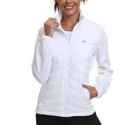 MoFiz Doudoune Femme Legere Veste Matelassée Blouson Veste Polaire Femme Chaude de Sport Randonnée avec Zip Blanc Taille US S/EU M