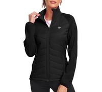 MoFiz Doudoune Femme Legere Veste Matelassée Blouson Veste Polaire Femme Chaude de Sport Randonnée avec Zip Noir Taille US XS/EU S