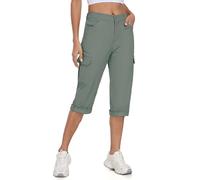 MoFiz Femme Pantalon Randonnée Taille Elastique Cargo Pants Imperméable Trekking Pantalon avec Poches Vert-A EU L