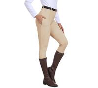MoFiz Pantalon Cheval Femme Sports Leggings d'équitation Culotte à Fond Silicone Culottes d'équitation Kaki EU XL
