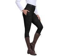 MoFiz Pantalon Cheval Femme Sports Leggings d'équitation Culotte à Fond Silicone Culottes d'équitation Noir-B EU XL