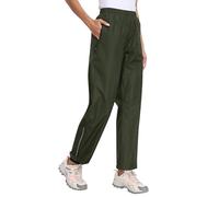 MoFiz Pantalon Imperméable Femme Surpantalon Pantalon de Randonnée Léger Pliable Pantalons de Pluie pour Cyclisme Trekking Marche Pêche Vert armée Taille EU 3XL