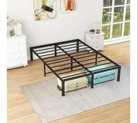 MOFLUT Cadre de lit en métal pour Un Seul lit Assemblage Simple pour Pas Besoin de Ressort de boîte Petits espaces Adultes 140 x 200 cm Noir