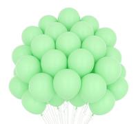 MOFOVS | 50 Ballons Verts Pastel 30 Cm Mat 2ème Génération Latex Naturel Biodégradable Écologique Gonflable Air Hélium Eau Baby Shower Baptême Anniversaire Fête de remise des diplômes Arc Macaron
