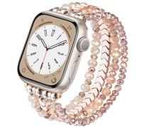 MOFREE Bracelet de perles compatible avec Apple Watch 38 mm, 40 mm, 41 mm, 42 mm, 44 mm, 45 mm pour femme, bracelet élastique extensible tendance fait à la main pour iWatch séries SE 8 7 6 5 4 3 2 1,