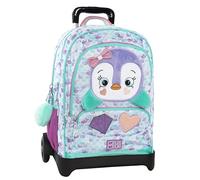Mofu Mofu Sac à dos à roulettes Mofu Mofu, poignée réglable, trolley amovible, bretelles rembourrées et réglables, 2 compartiments principaux, poche frontale, fermetures à glissière, 34 x 52 x, vert,