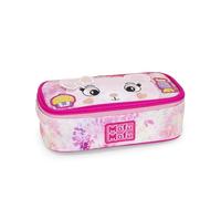 MOFU MOFU Trousse d'école officielle Mofu Mofu, trousse ovale pour filles, idéale pour ranger la papeterie, avec séparateur intérieur et passants élastiques, fermeture à glissière pratique, 22 x 7,5 x