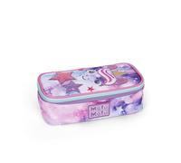 MOFU MOFU Trousse d'école officielle Mofu Mofu, trousse ovale pour filles, idéale pour ranger la papeterie, avec séparateur intérieur et passants élastiques, fermeture à glissière pratique, 22 x 7,5 x