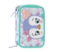 MOFU MOFU - Trousse scolaire officielle Mofu Mofu, trousse 3 compartiments fille et enfant avec kit de papeterie, stylos effaçables bleus et rouges, et fermeture à glissière pratique, 20 x 13 x 7 cm,