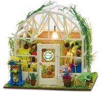 MoFun Bois Mini Transparent Maison de Fleurs Romantique Enfants Bricolage Jouet Assemblé avec Lumières LED de Couleur Chaude
