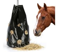 MOFXWHE Filet à foin pour chevaux, 88 l, sac à foin avec 12 trous, 70 x 40 cm à suspendre, réduit les pertes de nourriture et ralentit l'absorption de la nourriture, facile à nettoyer