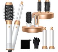 MogaWave Pro Airbrush Hairstyler 6 en 1 Air Styler 1000W Seche Cheveux, Brosse Soufflante, Multi-Styler Avec Brosse Ronde, Brosse Soufflante à Air Chaud, Fer à Boucler, Fer à Friser, Lisseur à Cheveux