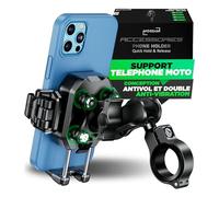 MOGGAM Support Telephone Moto Anti Vibration Anti Vol Trail Adventure Touring Fixation Securisee sur Guidon Bras Aluminium CNC 360° Reglable pour Smartphone 5.4-7.2 Pouces Camera Libre Ultra Stable