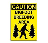 MOGGED Panneau en étain avec inscription « Caution Bigfoot Breeding Area » - Décoration murale de salle de bain - Pour cuisine, jardin, garage, intérieur ou extérieur - 20,3 x 30,5 cm