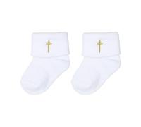 Moggemol Chaussettes De Baptême Pour Bébé Unisex Avec Volants Broderie En Coton Pour Mariage Baptême Vêtements Pour Nouveau Né Bébé Blanc Blanc 3 Taille unique
