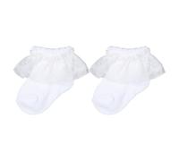 Moggemol Chaussettes De Baptême Pour Bébé Unisex Avec Volants Broderie En Coton Pour Mariage Baptême Vêtements Pour Nouveau Né Bébé Blanc Blanc 2 Taille unique