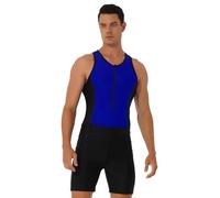 Moggemol Combinaison Triathlon Homme Une Pièce sans Manches pour Compétition Entraînement Natation Course Vélo Course À Pied Combinaison Néoprène Bleu Royal XL
