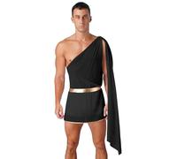 Moggemol Costume De Dieu Grec Toge Romaine Pour Hommes Adultes Costume De César Ensemble Guerrier Romain Cosplay Carnaval Fête Vêtements Club Noir L