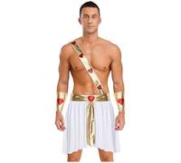 Moggemol Costume Dieu Cupidon Romain Antique Avec Toge Jupes Et Combinaison Manches Pour Le Déguisement Dhalloween Et Le Cosplay Blanc XXL