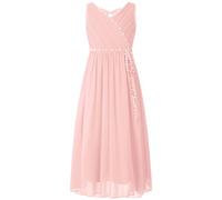 Moggemol Fille Demoiselle D Honneur Robe Longue Festif sans Manches Robe Princesse Ligne A Mariage De Soirée De Bal Soirée Taille 98176 Rose 13-14 Ans