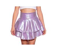 Moggemol Robe Danse Plissée pour Mädchen Robe Skate Et Été Plissée | Minijupe En Cuir Modèle Élégant Taille Élastique Pour Anniversaire Streetwear Mode Vie Quotidienne Danse Fête Cha Cha Hip Hop
