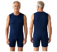 Moggemol Soin Corporel Court Pour Hommes Et Dames Atteints Dalzheimer Et Démence Pyjama Sans Manches Pour Seniors Bleu marine S