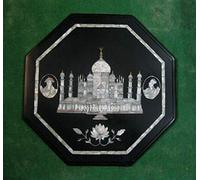 Moghal Art Dessus de table pour décoration de maison et d'hôtel | 61 x 61 cm en marbre noir avec aspect luxueux | Table d'angle en marbre faite à la main