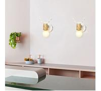 MOGOD Lot de 2 APPLIQUE MURALE D'INTERIEUR - Cerf Lampe Murale de Chevet Eclairage Décoration Blanc