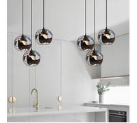 MOGOD Lot de 2 Lustre Rétro Métal Cage - Lustre à Disque à 3 Têtes - Lustre à Globe Terrestre Ø20cm - Noir