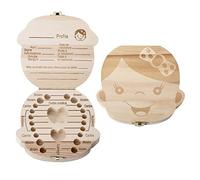 Mogoko Boîte à Dents de Lait avec Pince - Version Française - Conservation en Bois - Cadeau Souvenir pour Bébé Garçon Fille Enfant Nouveau-né Baby Anniversaire - Fille