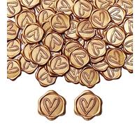Mogokoyo Lot de 50 sceaux de cire - 29 mm - Doré - En forme de cœur - Invitation de mariage vintage - Pour Saint-Valentin, anniversaire, fête prénuptiale, fête de Noël