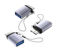 MOGOOD Adaptateur Micro B mâle vers USB Femelle, Micro B vers USB 3.0 Femelle, Adaptateur de données Micro B vers USB Femelle pour Ordinateurs, Ordinateurs Portables, disques durs externes (3 Packs)