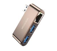 MOGOOD Adaptateur USB 3.0 vers Ethernet, adaptateur Gigabit Ethernet sans pilote 2 ports USB 2.0 avec convertisseur de réseau LAN RJ45 Hub réseau multiport compatible avec iMac, PC, Chromebook